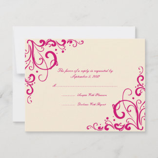 Fuschia und Cream Blüh Wedding RSVP Karte