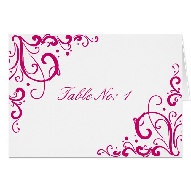 Fuschia und White--Hochzeitskarte (Vorderseite (Horizontal))