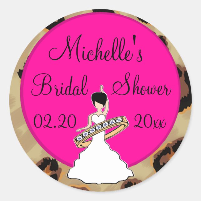 Fuscia Leopard Brautparty Stickers (Vorderseite)