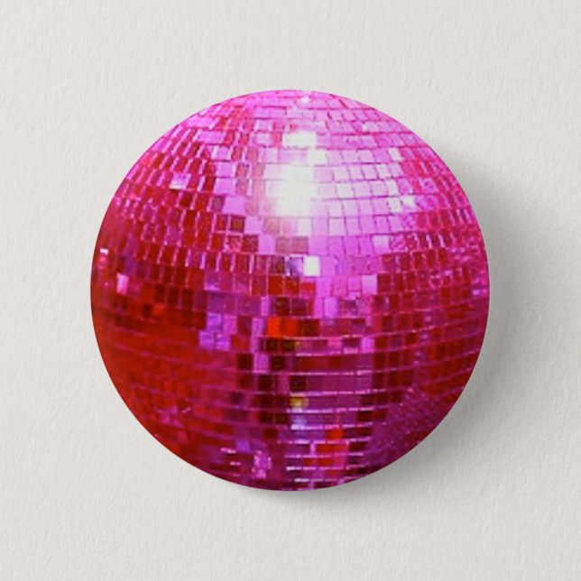 FUSHIA DISCO BALL DANCE PARTY BUTTON (Vorderseite)