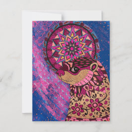 Fushia Floral Otter Mitteilungskarte