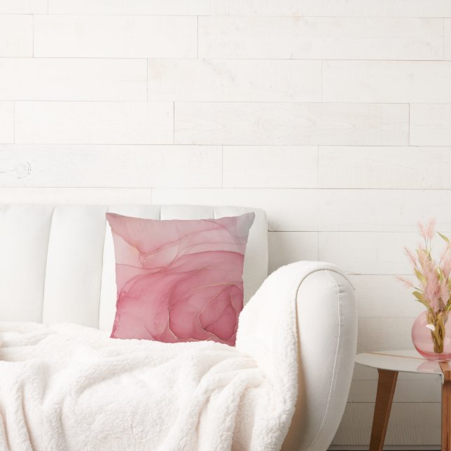 FUSHIA MARBLE ROSE CUSHION KISSEN (Liege)