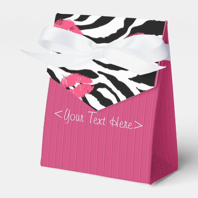 Fushia Striped Zebra und Lips Muster Bevorzugung B Geschenkschachtel (Vorderseite)