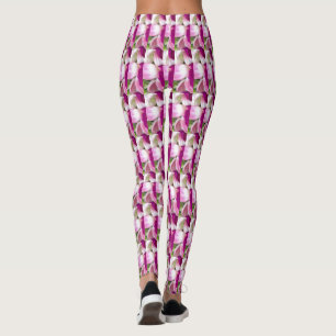 Fushia weiße Klein gedruckt-Leggings grünen Leggings