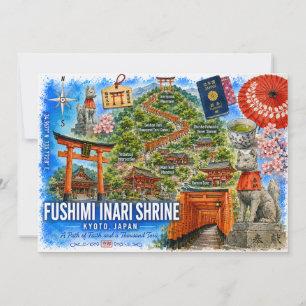 Fushimi Inari Kyoto Japan Aquarell Reise Postkarte