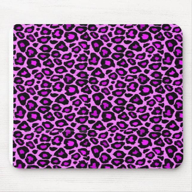 fushsia Leoparddruck-Mausunterlage Mousepad (Vorne)