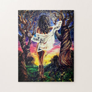 Fusion - Aquarellmalerei - Dame des Waldes Puzzle