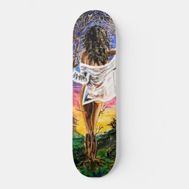Fusion - Aquarellmalerei Skateboard (Vorderseite)