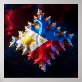Fusion der philippinischen Flagge und des Mandelbr Poster