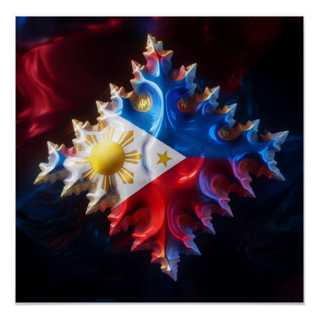 Fusion der philippinischen Flagge und des Mandelbr Poster (Vorderseite)