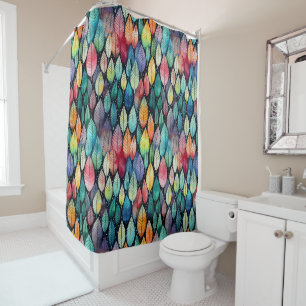Fusion Harmonie: Farbenfrohe Wasserfarbe Batik Shi Duschvorhang