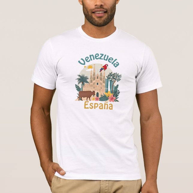 Fusión Venezuela España – diseño cultural ilustrat T-Shirt (Vorderseite)