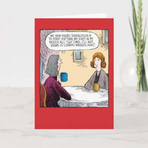 Fuß in der Mund-neues Jahr-Witz-Karte Feiertagskarte