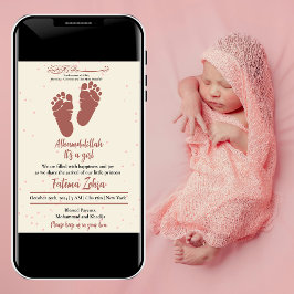 Fußabdruck Pink Baby Girl muslimische Geburtsankün Einladung