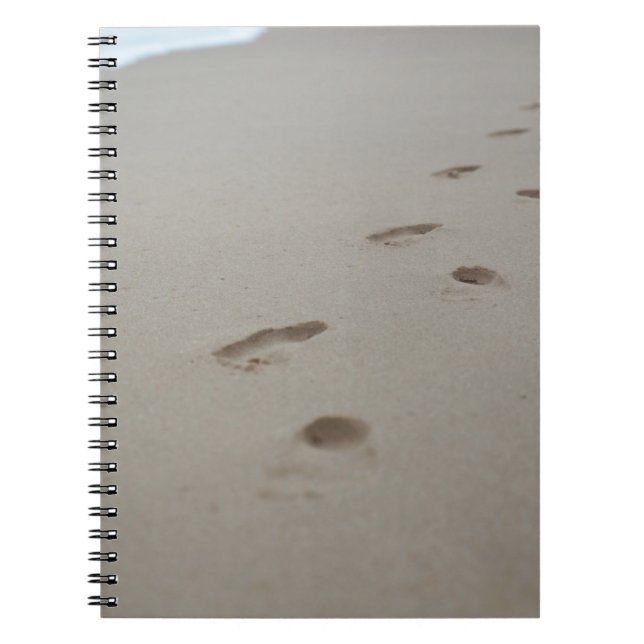 Fußabdrücke an einem weißen Strand in Mosambik Notizblock (Vorderseite)