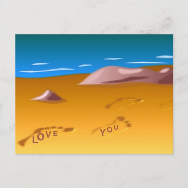 Fußabdrücke auf der Beach Postcard Postkarte (Vorderseite)