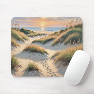 Fußabdrücke auf der Düne am Strand Mousepad