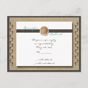 Fußabdrücke auf der Sand-UAWG-Postkarte Einladungspostkarte