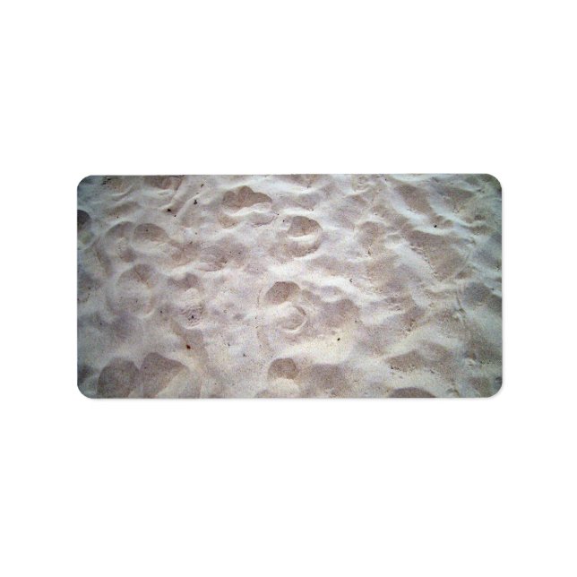 Fußabdrücke auf Sandstruktur Adressaufkleber (Vorne)