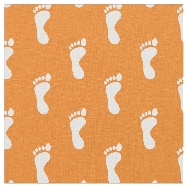 Fußabdrücke aus Fußmaterial Orange White Stoff (Nahaufnahme)