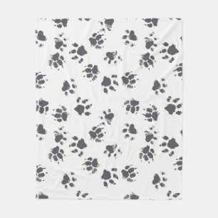 Fußabdrücke einfügen: Hund Monochrom Nahtlos. Fleecedecke