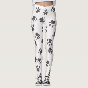 Fußabdrücke einfügen: Hund Monochrom Nahtlos. Leggings
