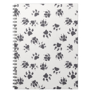 Fußabdrücke einfügen: Hund Monochrom Nahtlos. Notizblock
