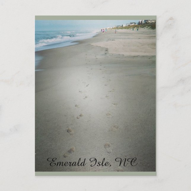 Fußabdrücke entlang der Wasserkante der Postkarte (Vorderseite)