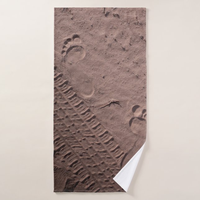 Fußabdrücke im Sand Badehandtuch (Badehandtuch)