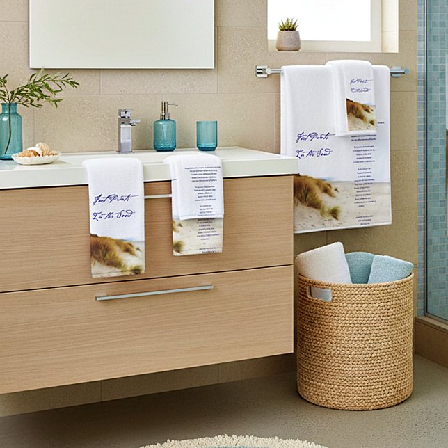 Fußabdrücke im Sand Badhandtuch Set (Von Creator hochgeladen)