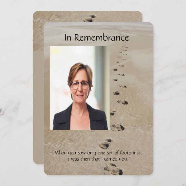 Fußabdrücke im Sand Gedicht Custom Memorial Einladung (Vorne/Hinten)