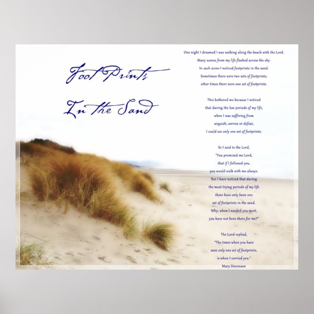 Fußabdrücke im Sand Poster (Vorne)