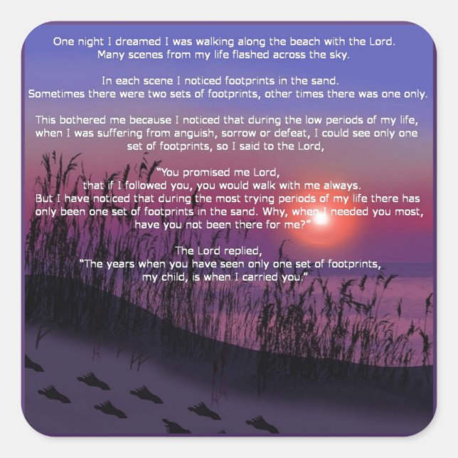 Fußabdrücke im Sand Quadratischer Aufkleber (Vorderseite)