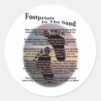 Fußabdrücke im Sand Runder Aufkleber