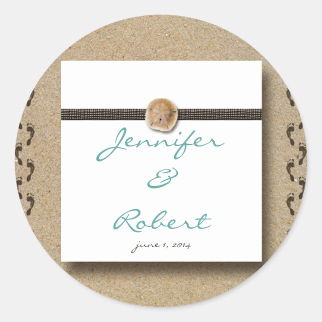 Fußabdrücke im sandischen Umschlag Aufkleber (Vorderseite)