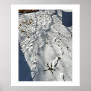 Fußabdrücke im Schneeplakat Poster