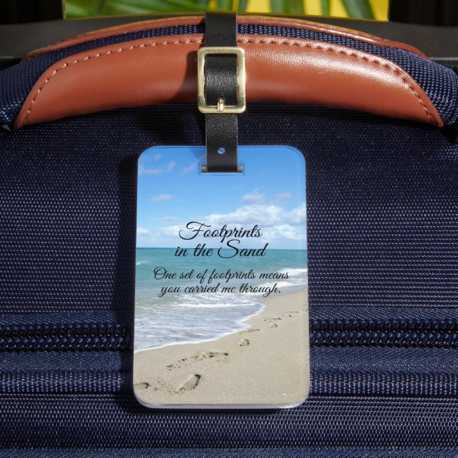 Fußabdrücke in Sand Inspirational Christlich Gepäckanhänger (Vorderseite Insitu 2)