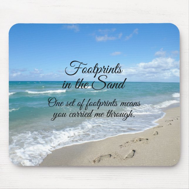 Fußabdrücke in Sand Inspirational Christlich Mousepad (Vorne)