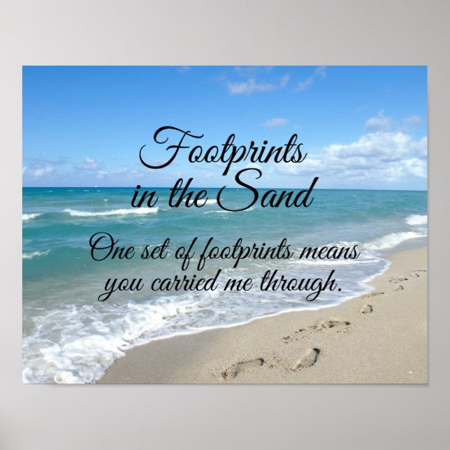 Fußabdrücke in Sand Inspirational Christlich Poster (Vorne)