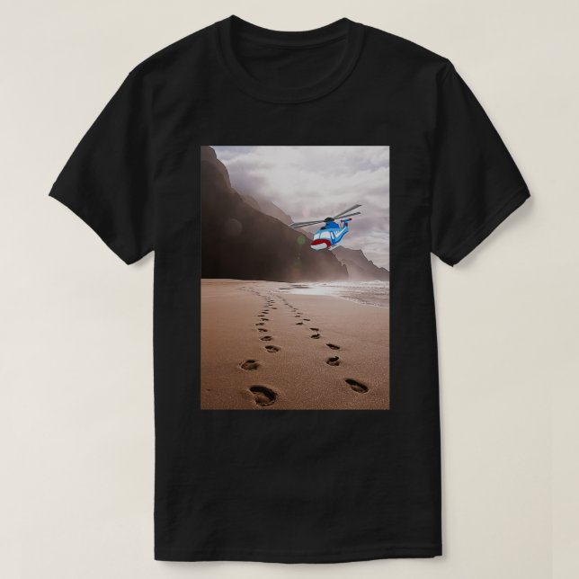 Fußabdrücke von Hawaiin im Sand T-Shirt (Design vorne)
