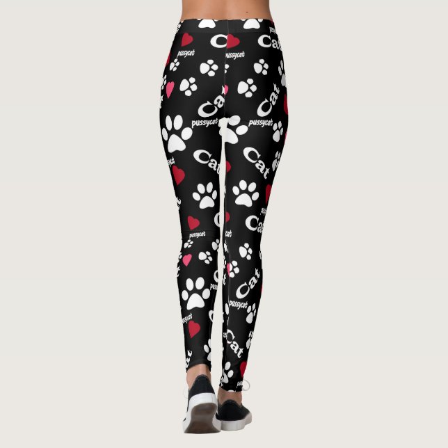 Fußabdrücke von Katzen Leggings (Rückseite)