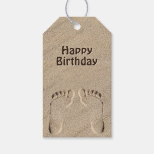 Fußabdrücke von Sand Birthday Geschenkanhänger