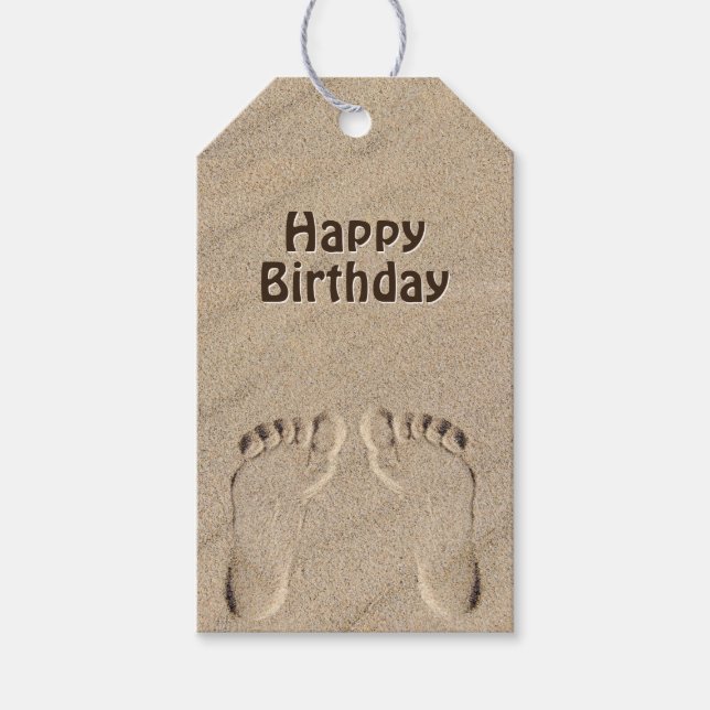 Fußabdrücke von Sand Birthday Geschenkanhänger (Vorderseite)