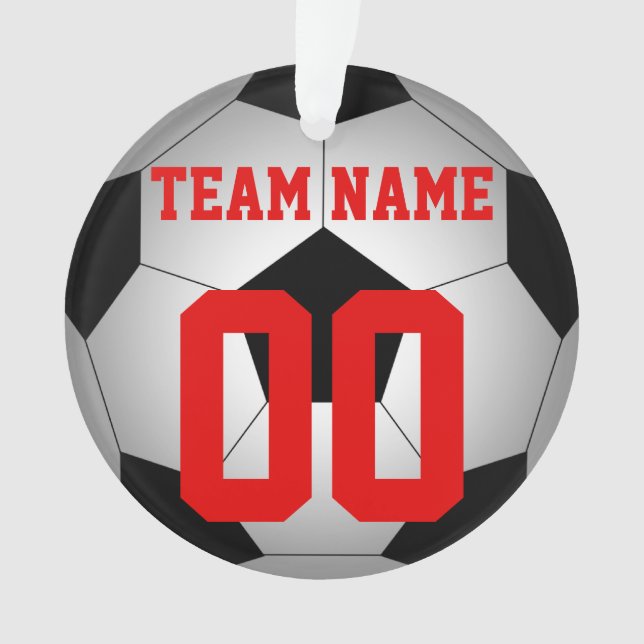 Fußbalball-Teamname personalisiert Ornament (Vorderseite)