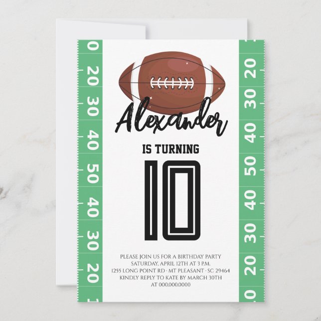 Fußball 10. Geburtstag Einladung (Vorderseite)