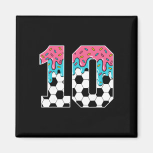 Fußball 10 Jahre alte Eiscreme-Drip-Jugend 10. Geb Magnet
