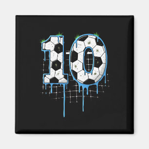 Fußball 10 Jahre alte Eiscreme-Drip-Jugend 10. Geb Magnet
