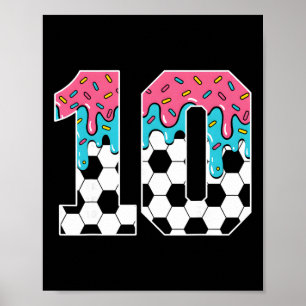 Fußball 10 Jahre alte Eiscreme-Tropf-Jugend 10. Ge Poster