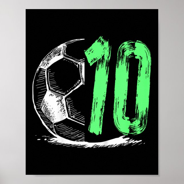 Fußball 10 Jahre Junge Geburtstagsparty Poster (Vorne)