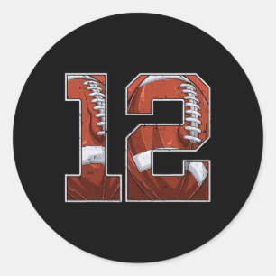 Fußball 12. Geburtstag Junge Zwölf 12 Jahre alte B Runder Aufkleber